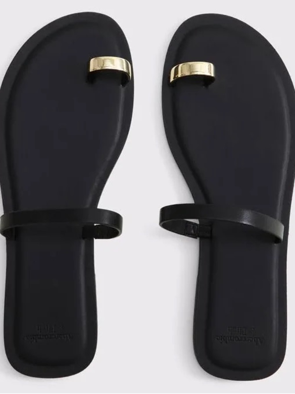 Abercrombie & Fitch Black Sandals with Gold Toe Ring